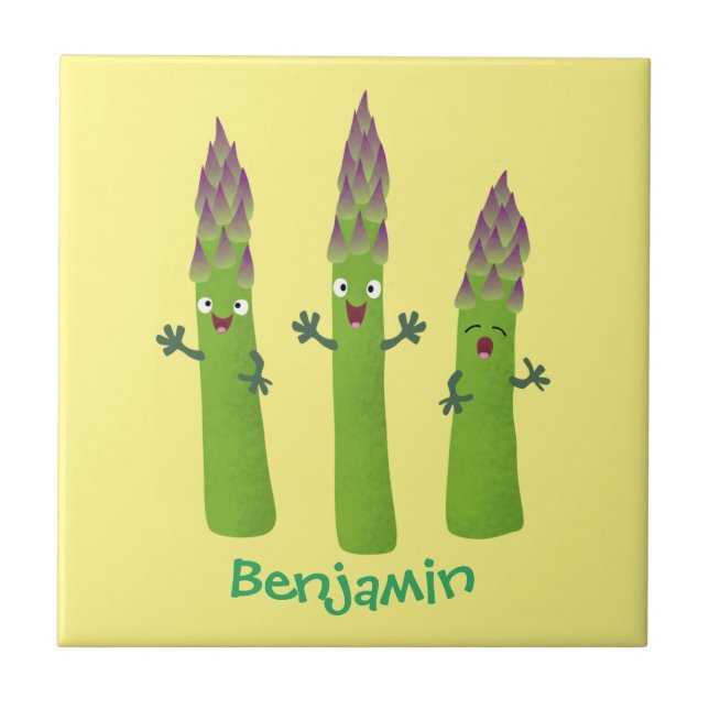 Carreau Cute asperges chantant un trio végétal dessin anim (Devant)