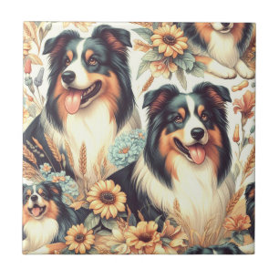 Carreau Cute Australian Shepherd peinture Vintage