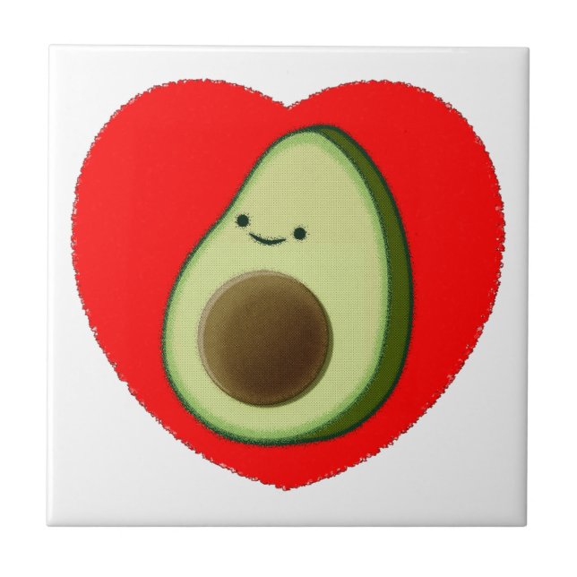 Carreau Cute Avocado Dans Le Coeur Rouge (Devant)