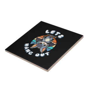 Carreau Cute Bat Hanging et Retro Sunset   Allons-y