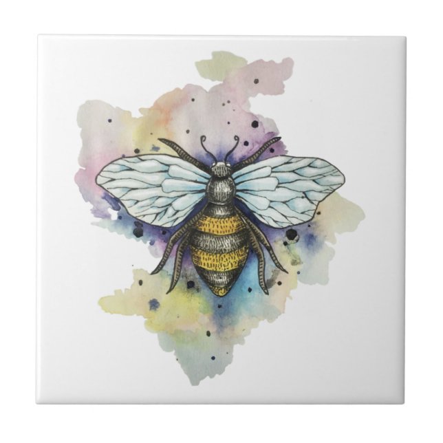 Carreau Cute Bee And Rainbow Wash (Devant)