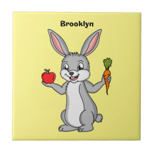 Carreau Cute bunny rabbit with vegetables