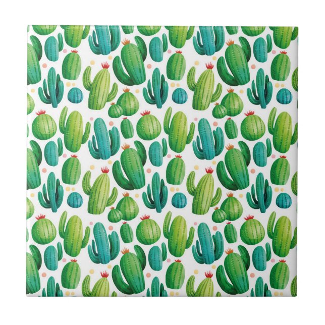 Carreau Cute Cactus Seamless Pattern (Devant)