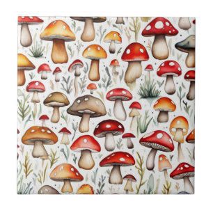 Carreau Cute champignons feuille cottage design
