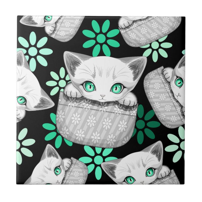 Carreau Cute de chat et pointe joueuse à partir d'une poch (Devant)