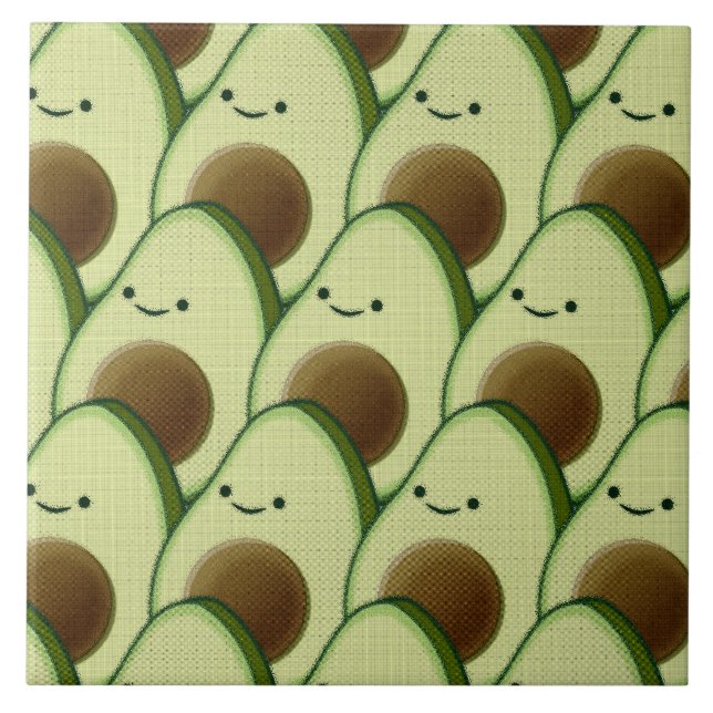Carreau Cute dessin Avocado Décoratif Individuel (Devant)