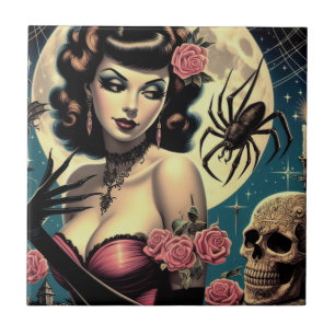 Carreau Cute fille Goth Vintage