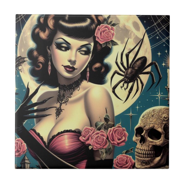 Carreau Cute fille Goth Vintage (Devant)