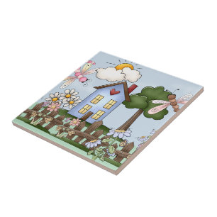 Carreau Cute Folk Country House et Picket Fence Art