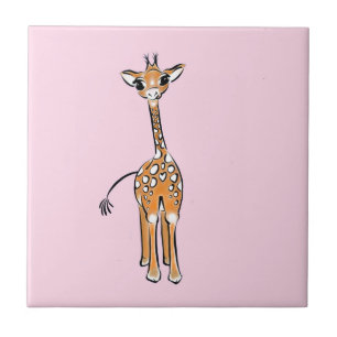 Carreau Cute Giraffe drawing, safari animals