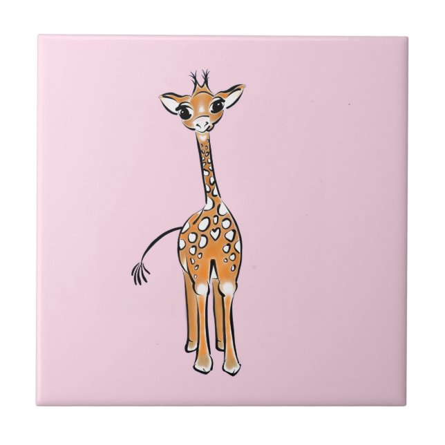 Carreau Cute Giraffe drawing, safari animals (Devant)