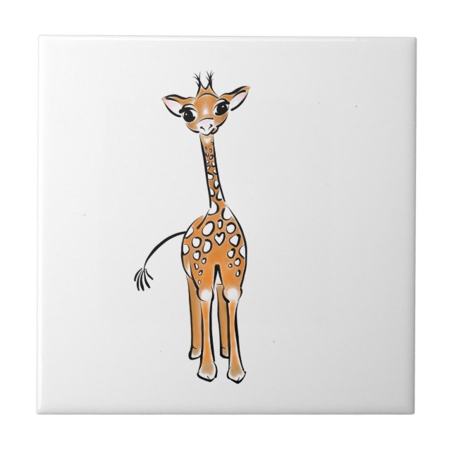 Carreau Cute Giraffe drawing, safari animals (Devant)