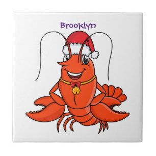 Carreau Cute joyeux homard portant le dessin du casquette 