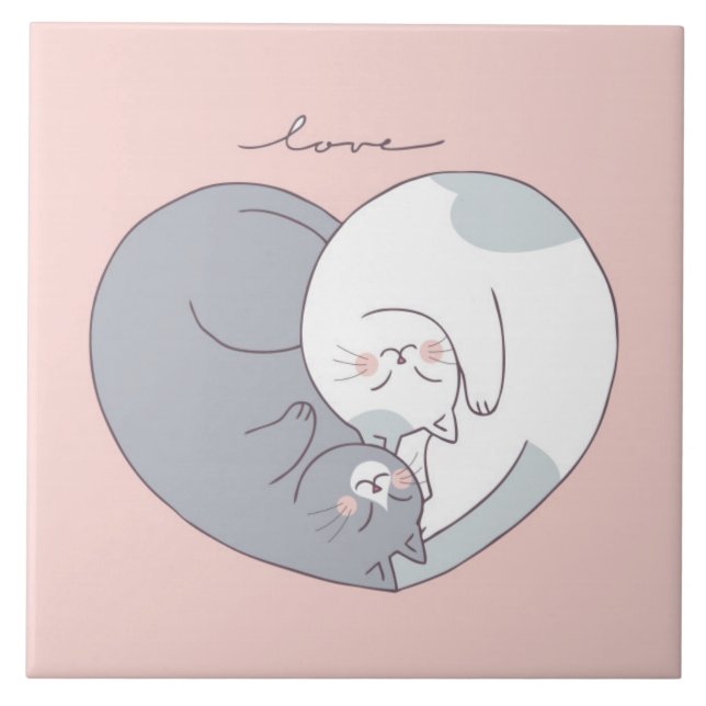 Carreau Cute Love Cats  (Devant)