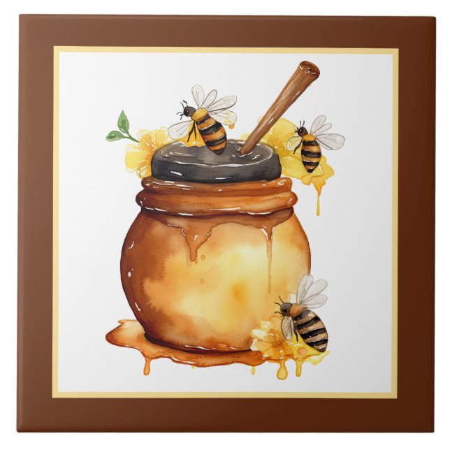 Carreau Cute miel abeille maison artisanat (Devant)