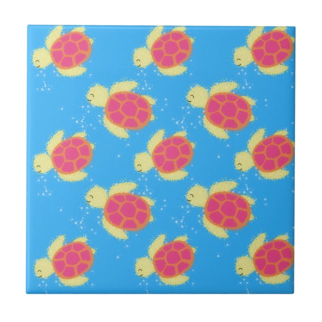 Carreau Cute Motif de tortue de mer (Devant)