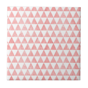 Carreau Cute Pink And White Triangle Pattern Ceramic Tile