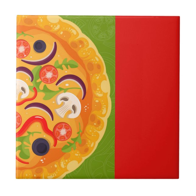 Carreau Cute pizza amoureux nourriture colorée (Devant)