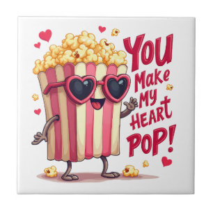 Carreau Cute Popcorn Valentine Vous Faites Mon Coeur Pop!