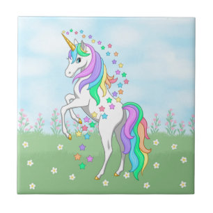 Carreau Cute Rainbow Unicorn Colorful