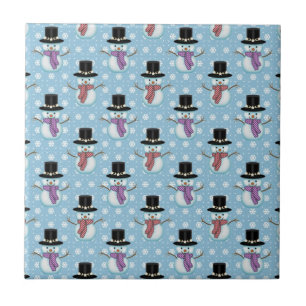 Carreau Cute Snowman et Snowflakes Motif