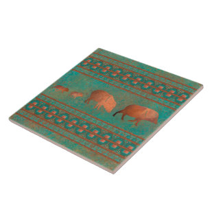 Carreau Cute sud-ouest Javelina Famille Cuivre Turquoise