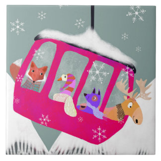 Carreau Cute Winter Friends in Gondola Ceramic Tile