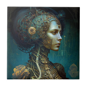 Carreau Cyborg Femme Imaginaire Sci-Fi Art