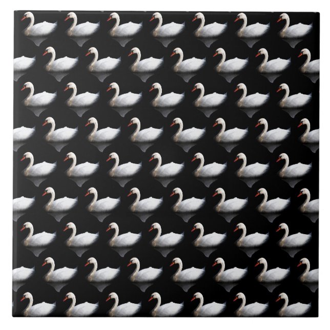 Carreau Cygne blanc sur noir (Devant)