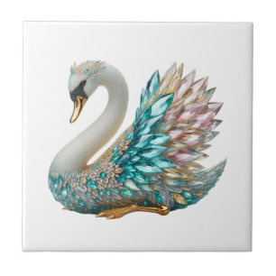 Carreau Cygne en Diamant Doré Cristal Bedazzled Bling