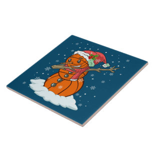 Carreau Dabbing Snowman Basketball Ball Tee Noël Sant