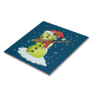 Carreau Dabbing Snowman Tennis Ball Tee Noël Noël Noël