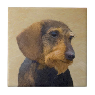 Carreau Dachshund (À poils durs) Peinture Chien Art origin