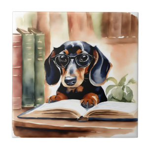 Carreau Dachshund en aquarelle