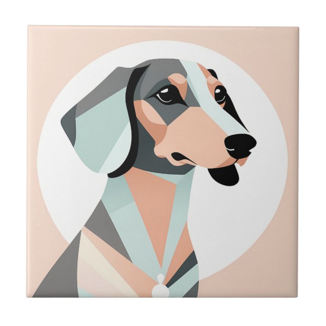 Carreau Dachshund géométrique minimaliste et élégant (Devant)