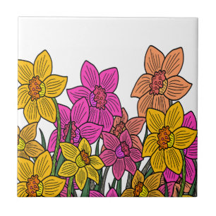 Carreau Daffodils colorés Fleurs Design