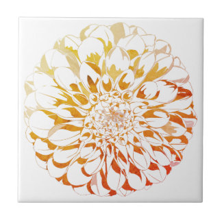 Carreau Dahlia flower ceramic tile - rusty tones