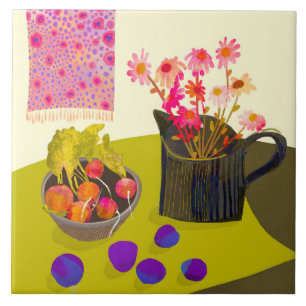 Carreau Daisy et Radish Kitchen Trivet