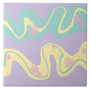 Carreau Daisy Groove Pastel Rose, Jaune, Violet & Vert