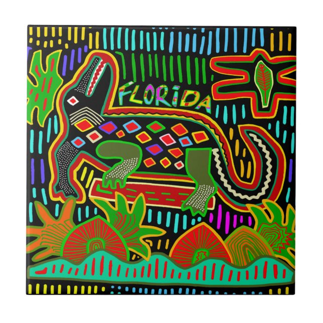 Carreau d'alligator de Floride en jungle tropicale (Devant)