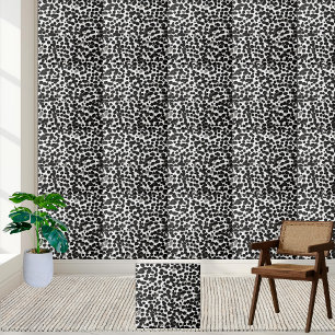 Carreau Dalmatie Impression moderne noir blanc brillant