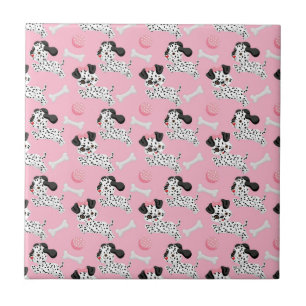 Carreau Dalmatiens Chiots Taches Noires Jouet Balle Rose B