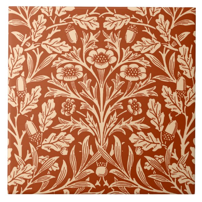 Carreau Damas florales Art Nouveau, Mandarin Orange (Devant)