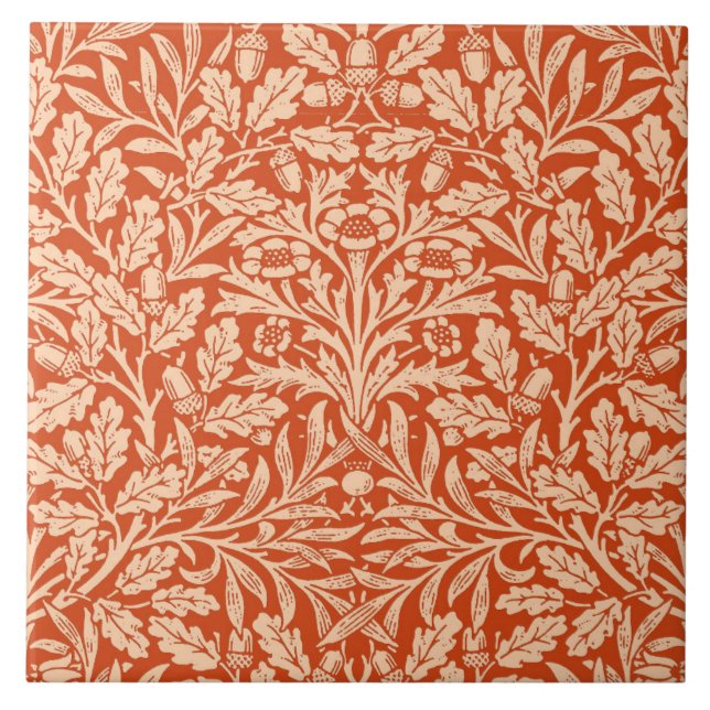 Carreau Damas florales Art Nouveau, Mandarin Orange (Devant)