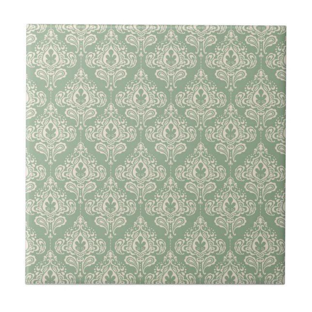 Carreau Damas vintage - Vert Sage (Devant)