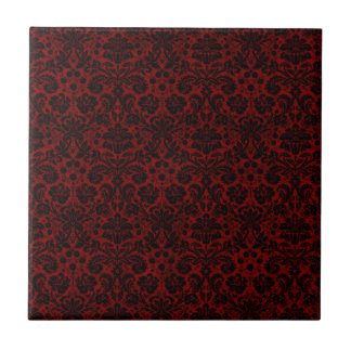 Carreau Damask Maroon Black