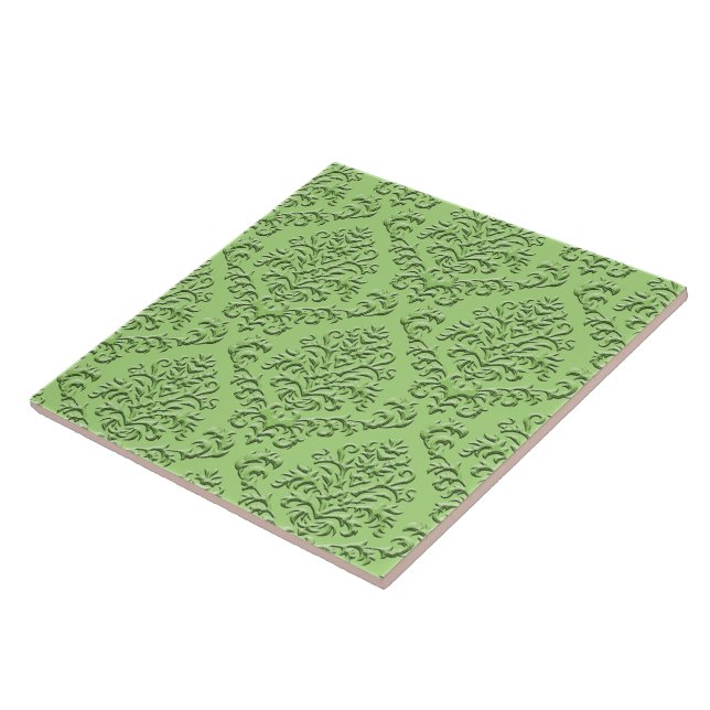 Carreau DAMASSÉ de BILTMORE en VERT DE RELIEF (Côté)