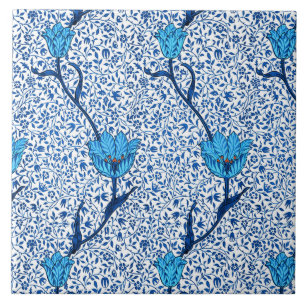 Carreau Damassé de tulipe de Nouveau d'art, bleu de cobal