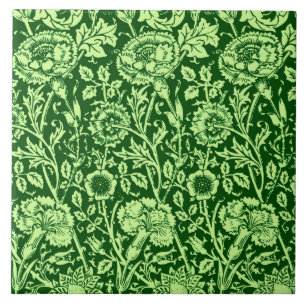 Carreau Damassé d'oeillet de Nouveau d'art, Forest Green