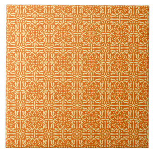 Carreau Damassé médiévale Fleur-De-lis, mandarine
